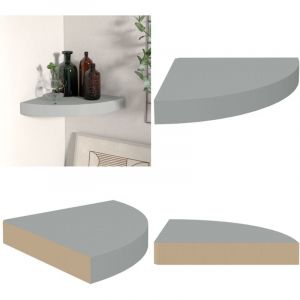 Vidaxl - tagère d'angle flottante gris 25x25x3,8 cm mdf - Étagère Murale - Étagère D'angle - Étagère Flottante - Rangement Mural - Décoration Murale