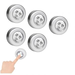 5pcs Lampe Spot Autocollant Éclairage,Lampe Spot LED Autocollant,Lampe Adhésive LED,Spots Lampe LED Sans Fil,Veilleuses Lampe LED,Lampe Autocollante