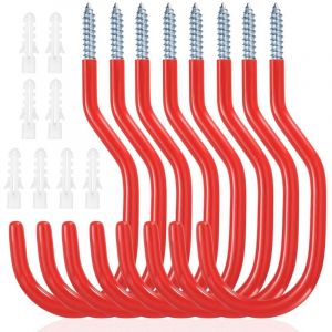 8 Pcs Crochet de V&eacute;lo, Support Velo Mural, Crochets de Rangement, Porte Velo Mural, Crochets de Garage, Crochets &agrave; Visser pour Plafond de Garage