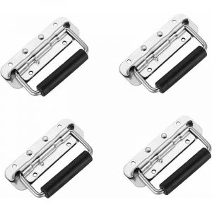 4 Pi&egrave;ce Poign&eacute;e Pliante, Poign&eacute;e de Caisse en Acier Inoxydable,Poign&eacute;e de Caisse Poign&eacute;es Caisse Pliante Poign&eacute;e Pliante &agrave; Ressort Avec Poign&eacute;e en