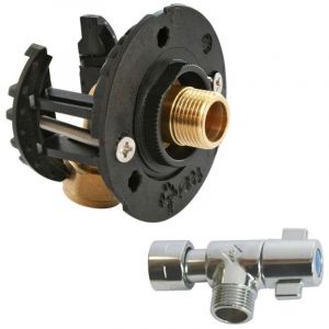 Somatherm - Pack sortie de cloison fixoplac wc - raccord coud&eacute; per &agrave; compression &Oslash;12 - m&acirc;le 3/8' (12/17) + robinet wc