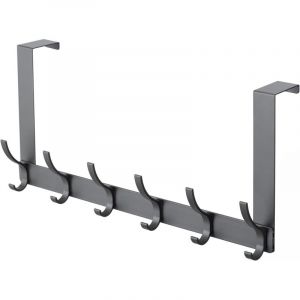 Porte-manteau de porte avec 6 crochets, porte-manteau de porte, adapt&eacute; aux crochets de porte de salle de bain et de cuisine (gris fonc&eacute;)