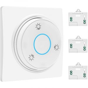 Lot d'interrupteurs sans fil &eacute;tanches RF sans fil - Sans batterie - Avec r&eacute;cepteur et t&eacute;l&eacute;commande pour l'int&eacute;rieur et l'ext&eacute;rieur (1 interrupteur et
