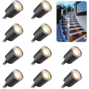 Lot de 10 Spot LED Encastrable Ext&eacute;rieur, IP67 &Eacute;tanche,32mm, Spots &agrave; Encastrer(10 Led Blanc Chaud 2800k)