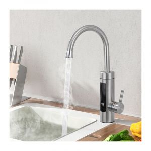 Robinet de Cuisine Électrique Robinet Électrique 3kW pour Lavabo ou Évier Robinet led avec Chauffe-eau Instantané Mitigeur Brossé Rotatif 360°