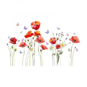 Shining House - Sticker Muraux Plante Fleurs, Plante Autocollant Décoratifs, Sticker Mural Plante Tropicale Plinthe Autocollant Muraux Mural Stickers