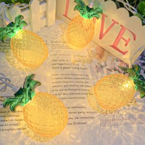 Feiyue - Guirlande lumineuse ananas, 2 m, thème tropical, pour patio, maison, fête hawaïenne, camping, bars, décoration - Ananas blanc chaud