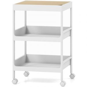 Chariot de rangement 3 niveaux desserte à roulettes avec plateau amovible étagère sur roulette pour cuisine bureau salle de bain salon blanc