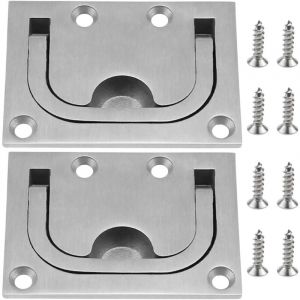 2 Pcs Poignée de Trappe pour Bateaux en Acier Inoxydable Poignée Casier de Trappe Affleurantes avec Vis pour Meuble Yacht Boat