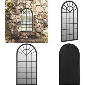 Miroir de jardin Noir 90x45 cm Fer pour utilisation ext&eacute;rieure - Miroir De Jardin - Miroir Ext&eacute;rieur - D&eacute;coration Jardin - Miroir Design - Miroir