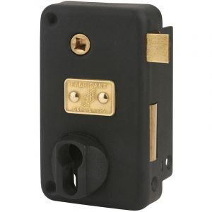 FTH - Boitier de serrure verticale en applique AH45 à fouillot, droite, 75x130mm, axe 45mm, entr'axe 70mm, noir mat