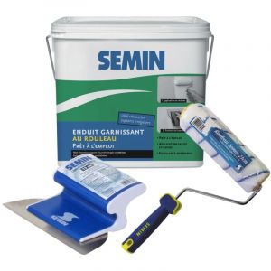 Enduit garnissant Semin pour la r&eacute;novation des supports tr&egrave;s endommag&eacute;s - int&eacute;rieur - seau de 10 kg, Rouleau pour application d'enduit - 23 cm, une