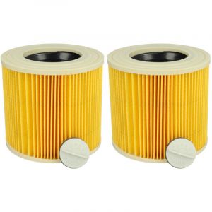 Lot de 2x filtres &agrave; cartouche compatible avec K&auml;rcher a 2524 pt, a 2534 pt, a 2554 Me aspirateur &agrave; sec ou humide - Filtre pliss&eacute;, jaune - Vhbw