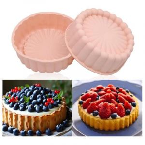 2Pcs Moule &agrave; G&acirc;teau Rond en Silicone Antiadh&eacute;Sif, Moule &agrave; Gateau Charlotte Moule en Silicone Rond pour Cheesecake Brownie Tartes