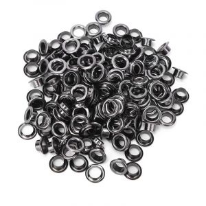 Zoternen - 100 œillets, œillets, trou de 6 mm, œillets autobloquants en laiton pour perles, vêtements, cuir, toile (gris)