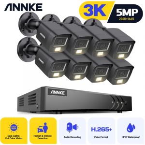 8CH syst&egrave;me de s&eacute;curit&eacute; vid&eacute;o 5MP H.265 + 5 en 1 dvr enregistreur ext&eacute;rieur 3K cam&eacute;ra &eacute;tanche Protection cctv kit de vid&eacute;osurveillance 8 cam&eacute;ra
