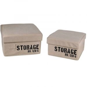 Bo&icirc;te en tissu 1-2 rangement carr&eacute; pliant cr&egrave;me cm36x36h20
