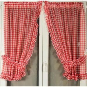 Paire de rideaux bonne femme à carreaux normands Rouge 95x220 cm
