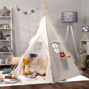 Paco Home Tente Enfants Tipi Chambre D’enfant De Jeu Intérieur Robuste Blanc, Sans accessoires