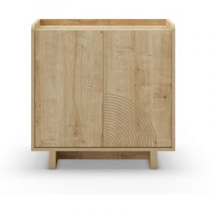 Buffet, meuble de rangement aspect bois avec 2 portes coloris ch&ecirc;ne - Longueur 80 x Profondeur 40 x Hauteur 80 cm