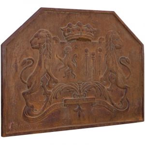Plaque en fonte Fronton avec emblème pour cheminée Panneau de cheminée Pare-étincelles Grille de protection Sauve sols et murs