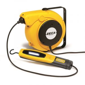 Zeca - Enrouleur de câble baladeuse fluorescente14 m 2G 1,5 mm² 230V Polypropylène avec enrouleur automatique et support mural pivotant 5907/328 230V