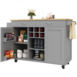 Fairwhale - Desserte cuisine moderne 102x45x92cm bois gris - Buffet rangement multifonction & chariot repas pratique