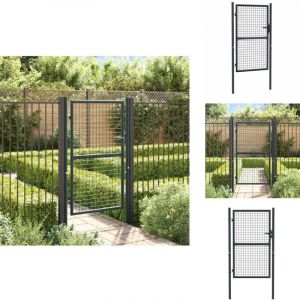 Portail en maille de jardin Acier galvanis&eacute; 100 x 200 cm Gris - Portail Jardin - Portillon Aluminium - Cl&ocirc;ture Jardin - Portail Design - Portail Gris