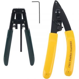 Kit d'outils pour Fibre Optique, Pince 3 Ports + D&eacute;nudeur Optique D&eacute;nudeur de Fibre Optique, pour Couper, Sertir Techniciens et &eacute;lectriciens