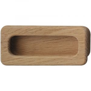 Poign&eacute;e coquille rectangulaire &agrave; encastrer et coller en ch&ecirc;ne naturel 110x50mm Meuble Cuvette Cuisine Porte coulissante Tiroir Placard