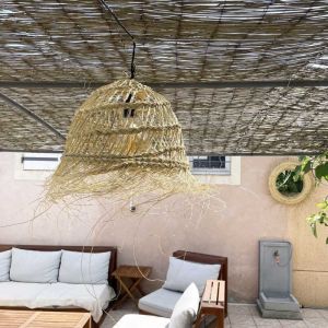 Abat-jour pour suspension ajourée L du Maroc Module en paille
