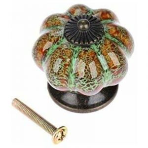 Bouton de porte en c&eacute;ramique antique citrouille pour armoires, armoires, commode, tiroirs, meubles de cuisine, poign&eacute;es de tirages (10 pi&egrave;ces, vert)
