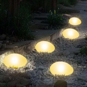 Lampes solaires d'ext&eacute;rieur &eacute;tanches en galets d&eacute;coratifs, &eacute;tanch&eacute;it&eacute; IP65, pour jardin, terrasse, cour, chemin (mini galet, 3 pi&egrave;ce)Lumi&egrave;re Chaude
