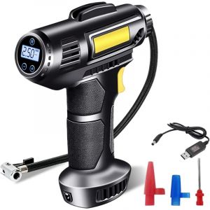 Gonfleur Pneus Voiture, 12 V Compresseur à Air Portatif Gonfleur Pneus Voiture sans Fil, Rechargeable 150 PSI Compresseur Voiture Pompe Electrique