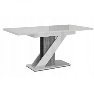 Table a manger extensible evan - blanc laque et beton 120-160 cm