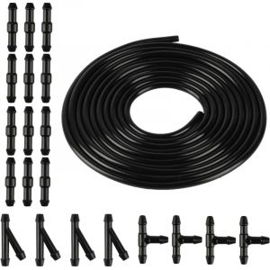 5m Durite Lave Glace Voiture avec 30 Universel Raccord Tuyau Lave Glace Connecteurs, Kit de Flexible d'essuie-glace, Tuyau de Liquide de Lave-glace