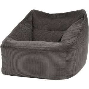 Icon - Pouf Fauteuil en Velours Côtelé Morgan, xxl Pouf Geant pour Salon, Pouf Poire Adultes, Gris Anthracite - Gris Anthracite