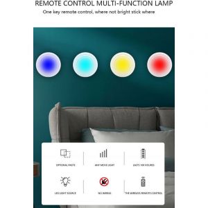 ZVD - Spot led Sans Fil Autocollant Dimmable - Lampe Placard &agrave; Pile avec T&eacute;l&eacute;commande (rgb)