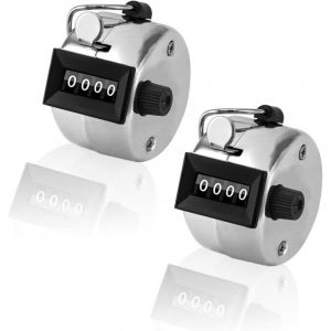 2 Pcs Compteur Manuel en Métal, Compteur à Main Mécanique, Compteur de Doigt, Compteurs 4 Chiffres, Compteur Clicker, Compteur à Cliquer Manuels pour