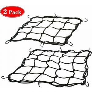 Pack de 2 filets &agrave; bagages moto, filet v&eacute;lo, filet casque avec crochet, filet de s&eacute;curit&eacute;, sangle bagage &eacute;lastique pour moto, v&eacute;lo (30 x 30 cm+ 40 x