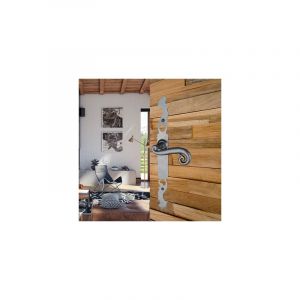 Ouvre&Déco - 2 poignées de porte COQ sans trou, fer patiné entraxe 195 mm
