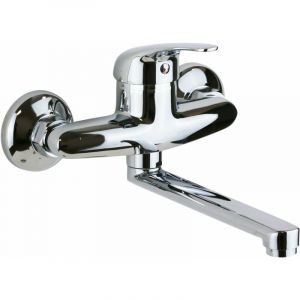 Pollini Acqua Design - Mitigeur d'évier de cuisine mural avec bec droit Pollini MXB006003CR Chromé