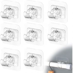 8 Pi&egrave;ces Accroche Rideau Sans Percage Auto-Adh&eacute;Sifs Support Tringle Rideaux Sans Percage Crochet Tringle Rideau Sans Percage pour Rideaux Suspendus