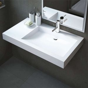 Ambra - Vasque salle de bain 80 cm suspendue blanche avec percement en Solid surface - Passoa d