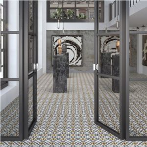 Carrelage gr&egrave;s c&eacute;rame effet carreau de ciment CHATELET 15x15 cm Multicolore - - bo&icirc;te de 0.50 m2