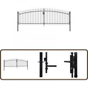 Vidaxl - Double portail avec haut sous forme de lance 400 x 150 cm - Portail De Jardin - Portillon - Clôture - Porte De Jardin - Barriere De Jardin