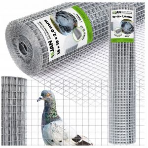 Grillage soud&eacute; galvanis&eacute; - 19 x 19 mm - Fil de 2 mm - Hauteur 1 m - Rouleau de 10 m&sup2; - Grillage pour voli&egrave;res, enclos et cl&ocirc;tures - Double