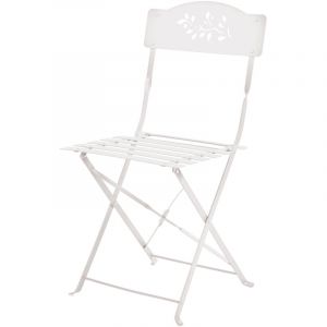 Imagin - Lot de deux chaises de jardin pliante en acier Blanc 41x46 cm