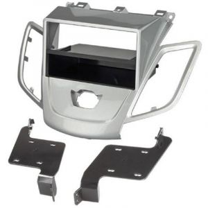 Adnauto - Facade autoradio KA277W compatible avec Ford Fiesta 08-13 - Sans Ecran - Argent - avec vide poche