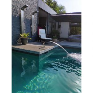 ZENLYS Cascade pour Piscine en INOX Fontaine Bassin Mod&egrave;le Mini Cobra Hauteur 35cm Largeur 10,5cm Profondeur 33cm